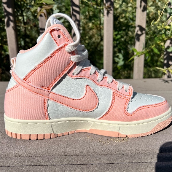 Women’s White and pink denim raw edge Nike Dunks - Picture 4 of 7